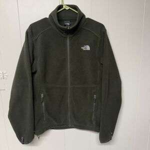 The North Face Polartec Recycled Fleece Jacket Full Zip  Green Men Small Flaw*